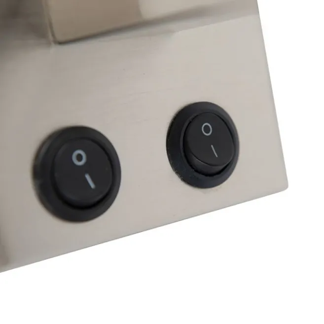 QAZQA Wandleuchte Stahl mit Flexarm und Schirm weiß 18 cm - Brescia Combi