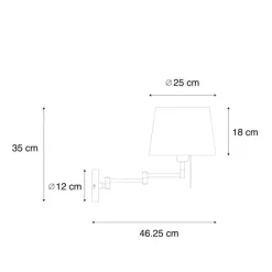 QAZQA Wandleuchte Stahl mit weißem Schirm und verstellbarem Arm - Ladas