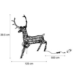 QAZQA Weihnachts Rentier Braun Rattan inkl. LED IP44 - Glossie
