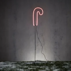 Luca Lighting Weihnachts-Neon-Gartenstecker Rote Zuckerstange inkl. LED mit Timer IP44 - Fura