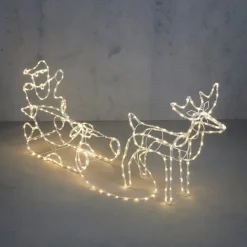Luca Lighting Weihnachts-Stehleuchte Rentier mit Schlitten 176cm inkl. LED mit Timer IP44 - Sori