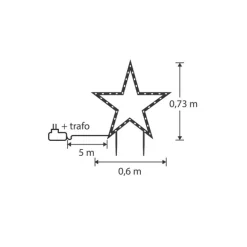 Luca Lighting Weihnachtsstrahler Stern Weihnachten Schwarz 60cm inkl. LED IP44 mit Fernbedienung - Kas
