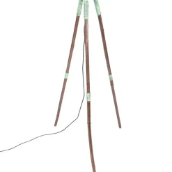 QAZQA Weinlesestehlampe auf Bambusstativgrün mit Kupfer - Fass