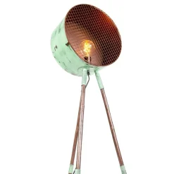 QAZQA Weinlesestehlampe auf Bambusstativgrün mit Kupfer - Fass