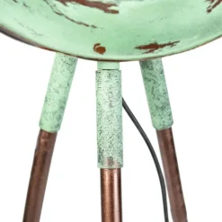 QAZQA Weinlesestehlampe auf Bambusstativgrün mit Kupfer - Fass